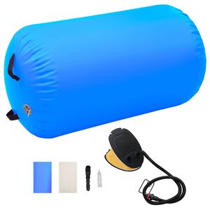 vidaXL Rouleau gonflable de gymnastique avec pompe 100x60 cm PVC Bleu