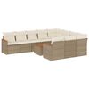 vidaXL Salon de jardin 11 pcs avec coussins beige r&eacute;sine tress&eacute;e