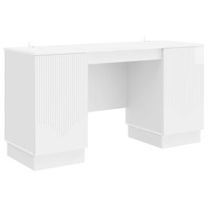 vidaXL Bureau Blanc brillant 142,5 x 50 x 75 cm Bois d'ing&eacute;nierie