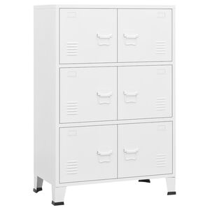 vidaXL Coffre de rangement industriel Blanc 75x40x115 cm M&eacute;tal