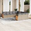 vidaXL Salon de jardin 11 pcs avec coussins beige r&eacute;sine tress&eacute;e