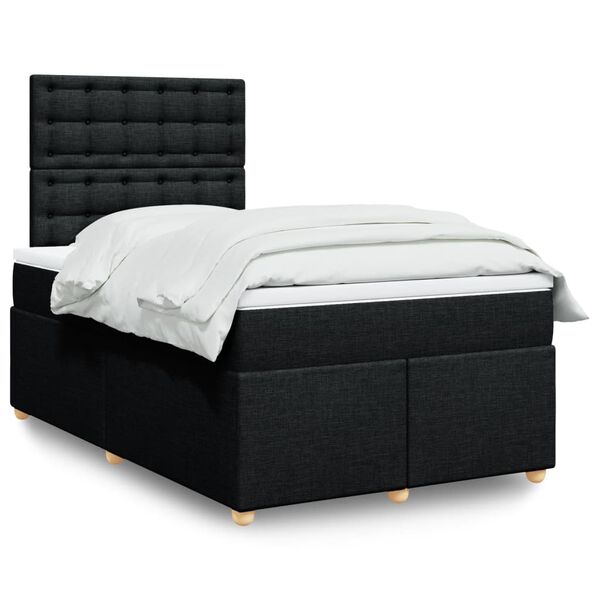 vidaXL Sommier &agrave; lattes de lit avec matelas noir 120x190 cm tissu