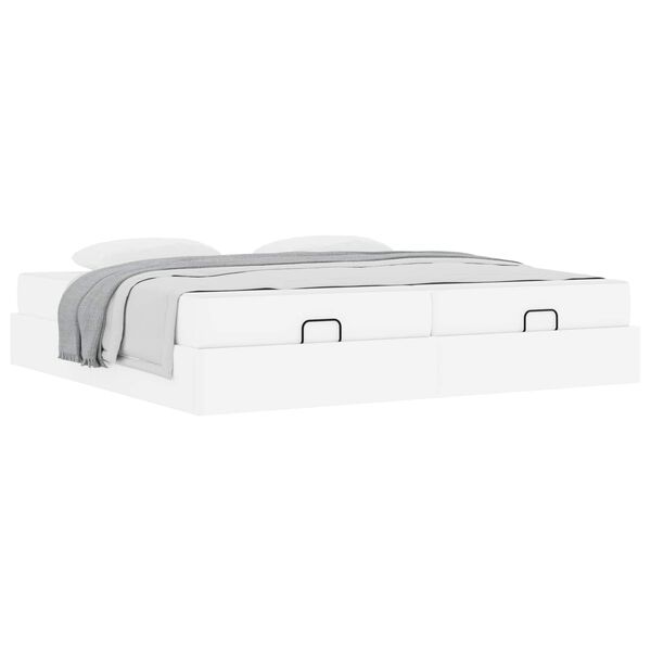 vidaXL Cadre de lit avec matelas avec matelas 2 pcs Blanc PVC