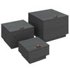 vidaXL Bo&icirc;tes de rangement et couvercles 3 pcs Gris Bois massif de pin