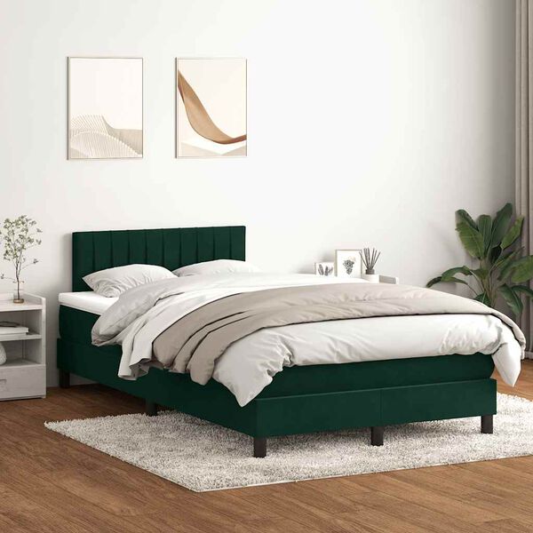 vidaXL Sommier &agrave; lattes de lit et matelas vert fonc&eacute; 120x220cm velours