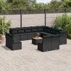 vidaXL Salon de jardin avec coussins 14 pcs noir r&eacute;sine tress&eacute;e