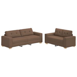 vidaXL Canap&eacute; 2 pc Marron Tissu en lin m&eacute;lang&eacute;