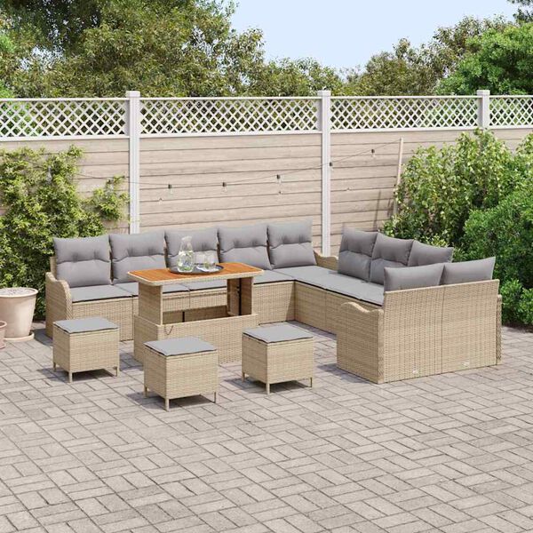 vidaXL Ensemble de canap&eacute; de jardin 14 pcs Beige et Gris clair