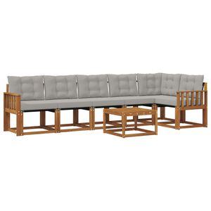 vidaXL Ensemble de canap&eacute;s d'ext&eacute;rieur 7 pc Gris Naturel et Clair