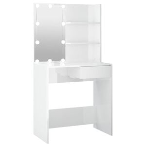 vidaXL Coiffeuse avec LED Blanc brillant 74,5x40x141 cm