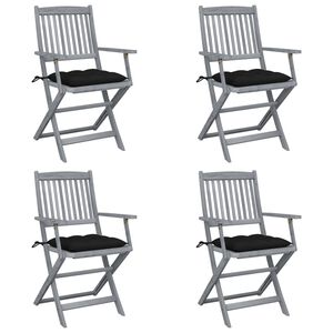 vidaXL Chaises pliables d'ext&eacute;rieur lot de 4 et coussins Bois d'acacia