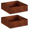 vidaXL Cache-pot de jardin 2 pc Rouill&eacute; 80 x 80 x 30 cm Acier patin&eacute;
