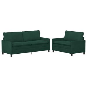 vidaXL Ensemble de Canap&eacute;s 2 pcs Vert fonc&eacute; Velours