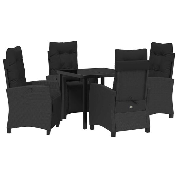 vidaXL Ensemble de salle &agrave; manger pour jardin 5 pcs Noir polyrotin