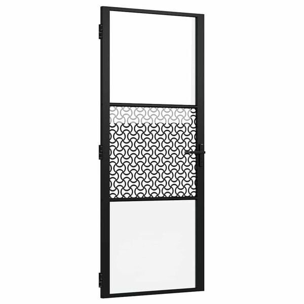 vidaXL Porte intérieure Noir 83 x 201.5 cm Verre trempé et Aluminium