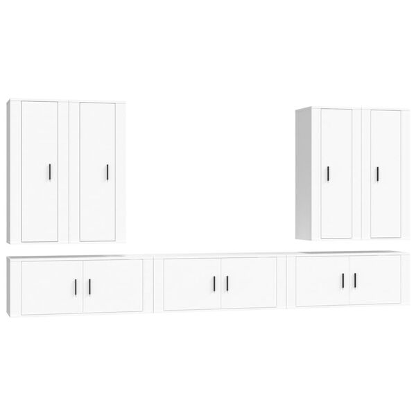 vidaXL Ensemble de meubles TV 7 pcs Blanc Bois d'ingénierie