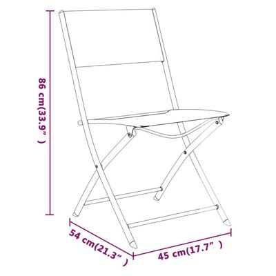 vidaXL Chaises d'extérieur pliables lot de 4 Noir Acier et textilène