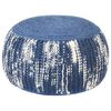 vidaXL Pouf tricot&eacute; &agrave; la main Bleu et blanc 50 x 35 cm Laine