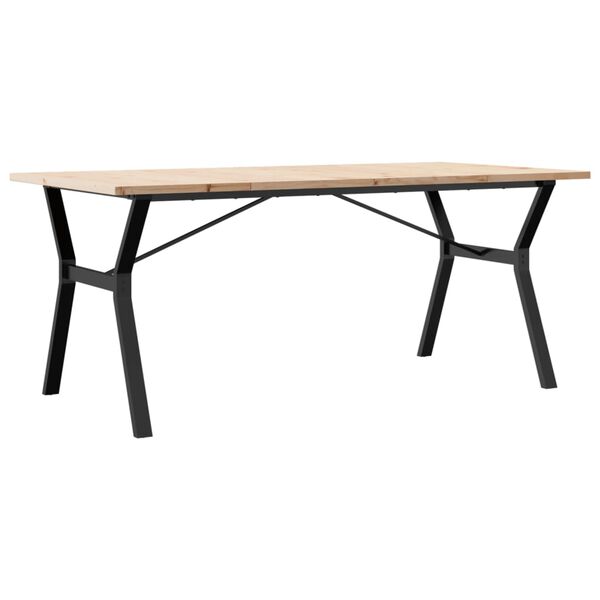 vidaXL Table &agrave; manger cadre en Y 180x90x75,5 cm bois pin massif acier