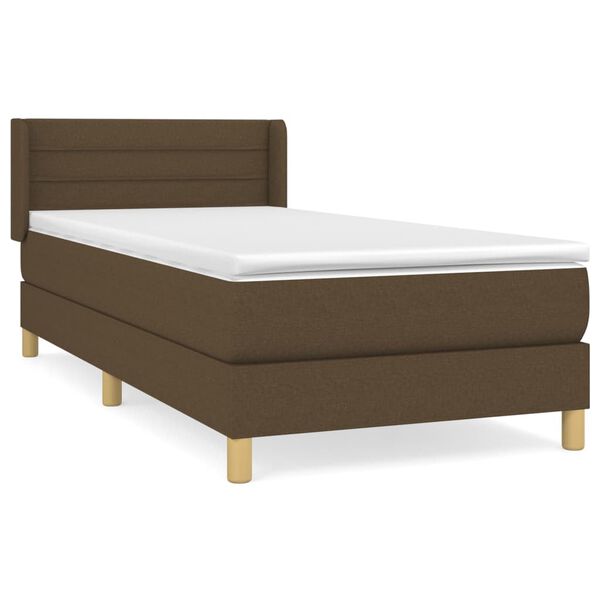 vidaXL Sommier &agrave; lattes de lit avec matelas Marron fonc&eacute; 90x190 cm