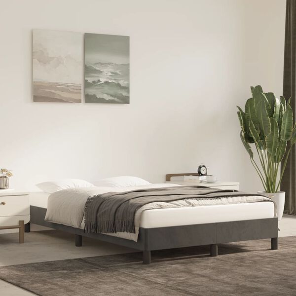 vidaXL Cadre de lit sans matelas gris fonc&eacute; 120x190 cm velours