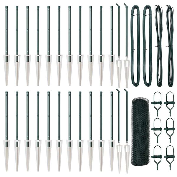 vidaXL Poteau de cl&ocirc;ture. Vert 50 x 1 m (maillage de 25 mm)