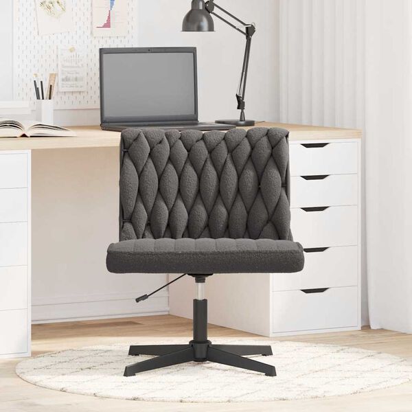 vidaXL Chaise pivotante de bureau gris fonc&eacute; boucl&eacute; comme laine tissu
