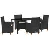 vidaXL Ensemble de salle &agrave; manger pour jardin 5 pc Noir polyrotin