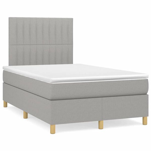 vidaXL Sommier &agrave; lattes de lit et matelas gris clair 120x190 cm tissu