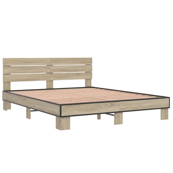 vidaXL Cadre de lit sans matelas ch&ecirc;ne sonoma 150x200 cm