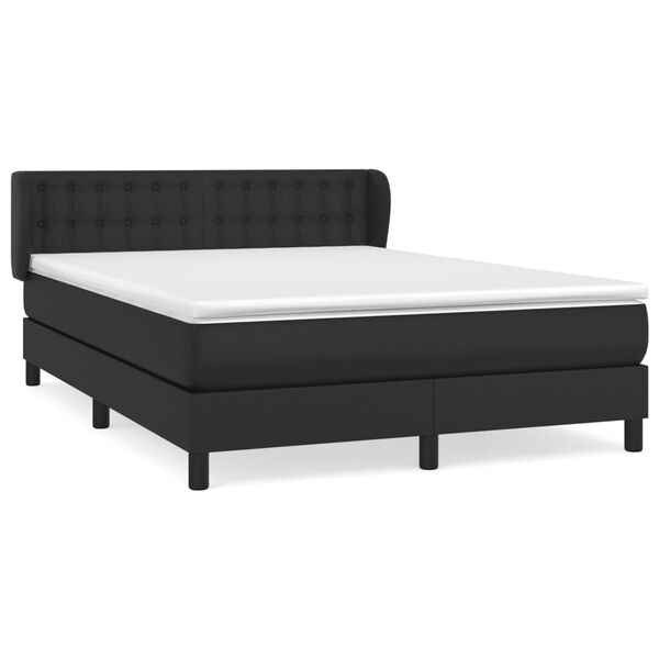 vidaXL Sommier &agrave; lattes de lit avec matelas Noir 140x190 cm Similicuir
