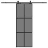 vidaXL Porte coulissante kit quincaillerie noir 76x205 cm verre tremp&eacute;