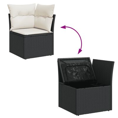 vidaXL Salon de jardin 12 pcs avec coussins noir résine tressée