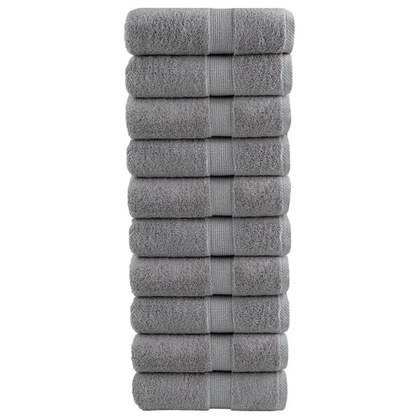 vidaXL Serviettes de toilette premium SOLUND 10 pi&egrave;ces Gris 30 x 30 cm 600 g/m&sup2;