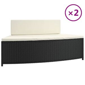 vidaXL Bancs de spa avec coussins lot de 2 noir r&eacute;sine tress&eacute;e