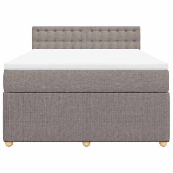 vidaXL Sommier &agrave; lattes de lit avec matelas Taupe 160x200 cm Tissu