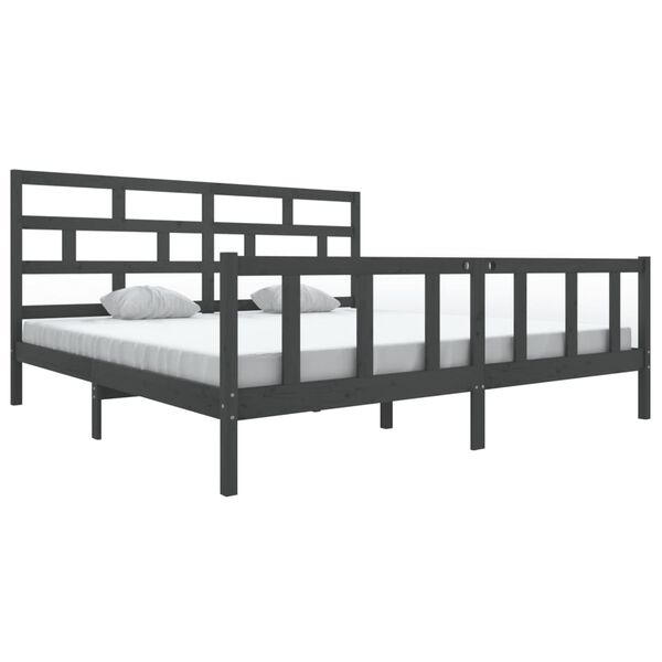 vidaXL Cadre de lit sans matelas gris bois massif 200x200 cm