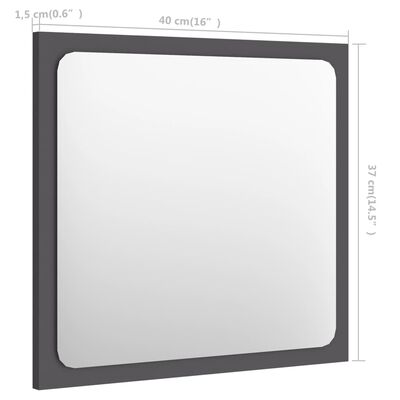 vidaXL Miroir de salle de bain Gris 40x1,5x37 cm Aggloméré
