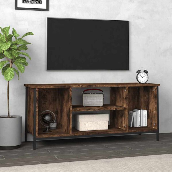 vidaXL Meuble TV ch&ecirc;ne fum&eacute; 102x35x45 cm bois d'ing&eacute;nierie