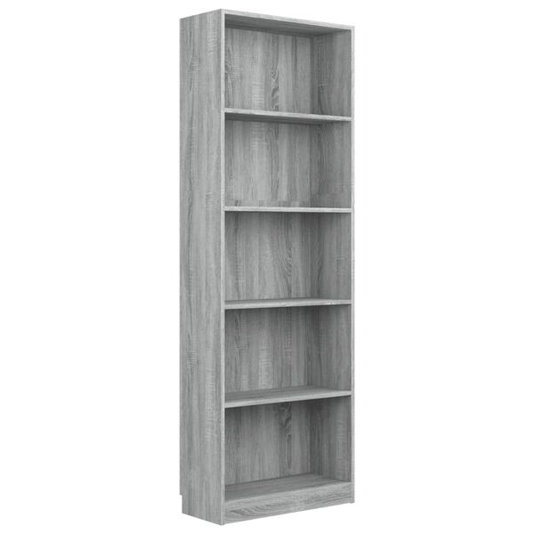 vidaXL Biblioth&egrave;que 5 niveaux Sonoma gris 60x24x175 cm