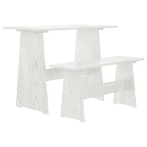 vidaXL Table &agrave; manger avec banc REINE blanc bois de pin solide