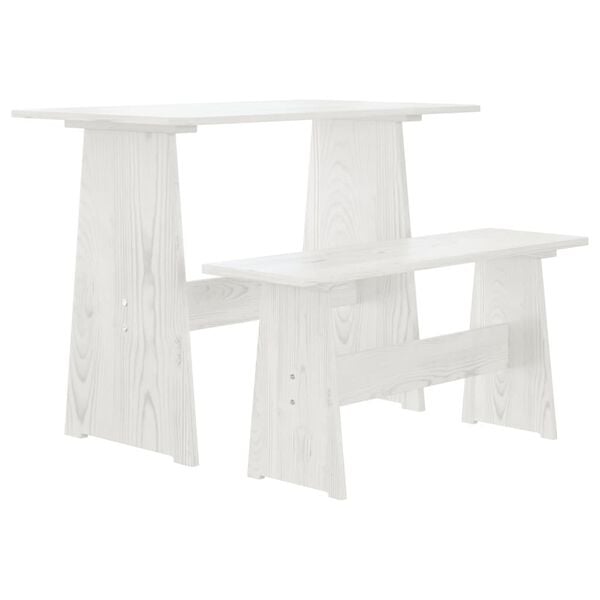 vidaXL Table &agrave; manger avec banc REINE blanc bois de pin solide