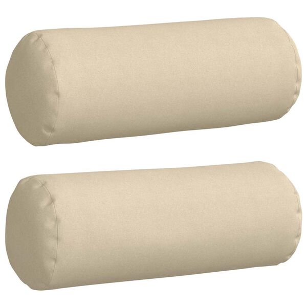 vidaXL Coussins d'accent 2 pcs Crème Ø 25 x 70 cm tissu