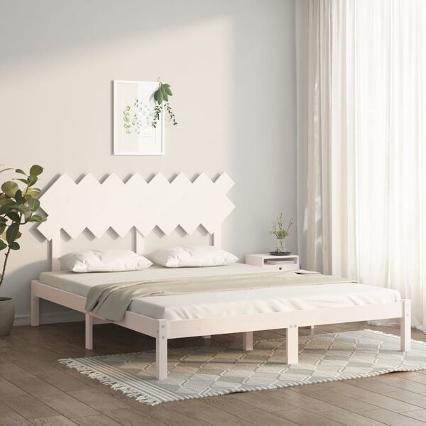 vidaXL Cadre de lit sans matelas blanc 160x200 cm bois massif