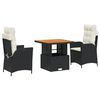 vidaXL Ensemble &agrave; manger de jardin avec coussins 3 pcs Noir