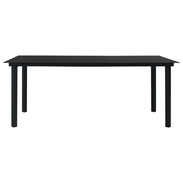 vidaXL Table &agrave; manger de jardin Noir 190x90x74 cm Acier et verre
