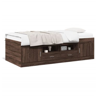 vidaXL Lit de jour avec tiroirs sans matelas chêne marron 90x190 cm