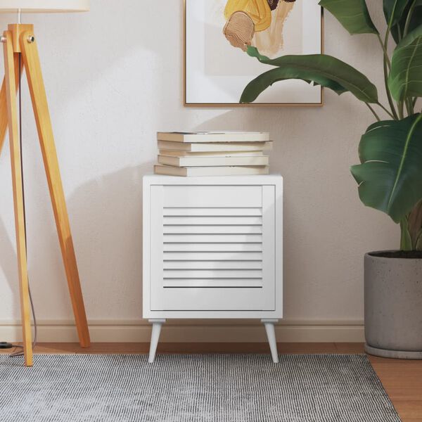 vidaXL Porte d'armoire &agrave; persiennes blanc 39,5x39,4 cm pin massif