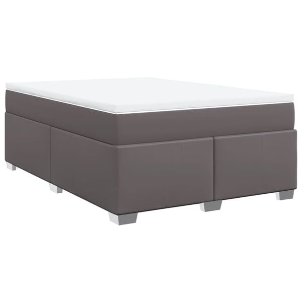 vidaXL Sommier &agrave; lattes de lit avec matelas Gris 160x200 cm Similicuir