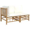 vidaXL Salon de jardin 2 pcs avec coussins blanc cr&egrave;me bambou